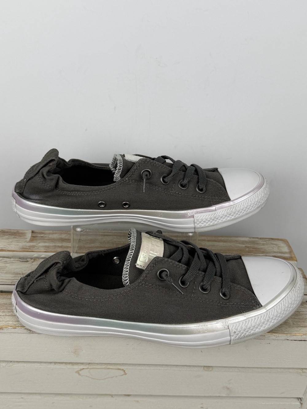 Converse Chuck Taylor All Star Shoreline Slip on sneakers grey canvas size 10